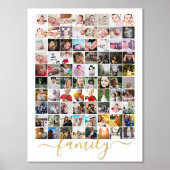 80フォトコラージュパーソナライズされたファミリータイポグラフィ 箔ポスター (正面)