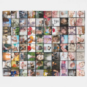 80フォトコラージュユニークDIYパーソナライズされたカスタム フリースブランケット (正面(横))