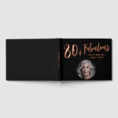 80モダンと素晴らしい写真80th誕生日パーティー ゲストブック (全面)