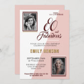 80モダンと素晴らしい2 Photo 80誕生日 招待状 (正面/裏面)