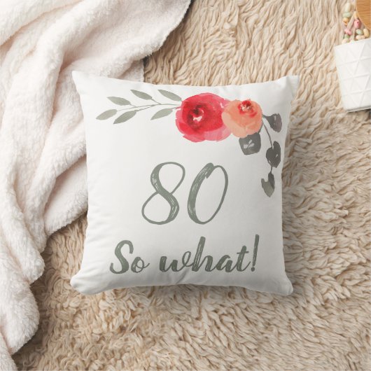 80モダン番目の誕生日フローラ クッション (ブランケット)