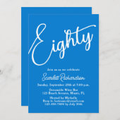 80モダン脚青80歳の誕生日パーティー 招待状 (正面/裏面)