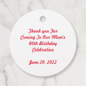 80中国の番目の誕生日メッセージカード フェイバータグ (裏面)