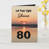 80人目の誕生日で光を浴びる聖書の文字 カード (黄色い花)