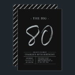 80人 |シルバー&ブラック80thバースデーパーティー 招待状<br><div class="desc">こ祝の80歳の誕生日パシンプルーティスタイリッシューの招待で特別な日。このデザインは、シルバー&ブラックのカラーコンボでクリーンなレイアウトを備えたブラシスクリプト「The Big 80」を備えている。私のショップBaraBomDesignでは、より多くのデザインやパーティーの供給が利用可能である。</div>
