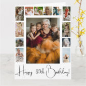 80代または任意の年齢の家族の写真コラージュ誕生日カード カード (黄色い花)