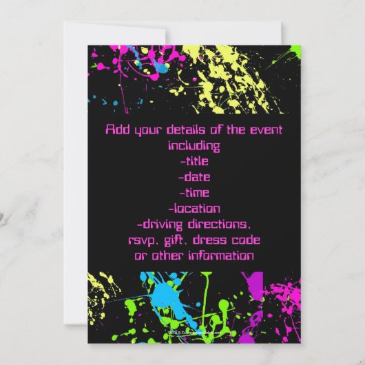 80代90代モダン絵を描（ばちゃばちゃ）跳ねる卒業 招待状 (裏面)