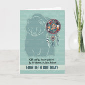 80位の誕生日先住民、アメリカンベアドリームキャッチャー カード (正面)