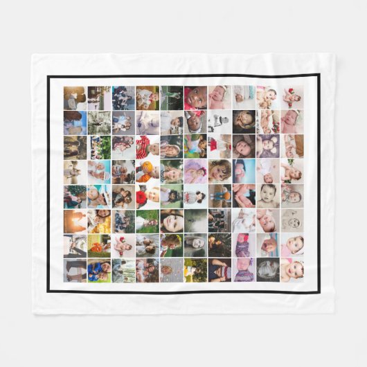 80写真テンプレートパーソナライズされたコラージュ フリースブランケット (正面(横))