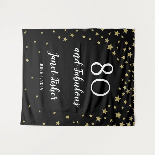 80及びすばらしい誕生日の写真ブースの背景幕の旗 タペストリー (正面(横))