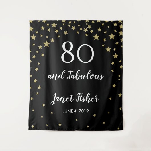 80及びすばらしい誕生日の写真ブースの背景幕の旗 タペストリー (正面)