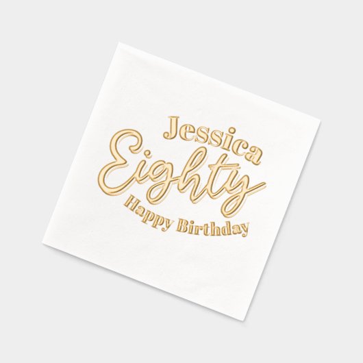 80台本金ゴールド80歳の誕生日パーティー 箔ナプキン (左)