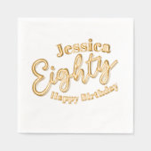 80台本金ゴールド80歳の誕生日パーティー 箔ナプキン (正面)