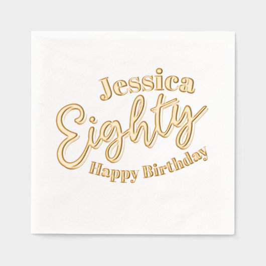 80台本金ゴールド80歳の誕生日パーティー 箔ナプキン (正面)