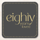 80周年パーティーのコースターを愛した スクエアペーパーコースター (正面)