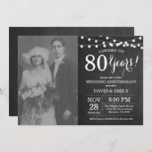 80周年結婚記念日のチョークボード写真 招待状 (正面/裏面)