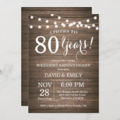 80周年結婚記念日の招待状　ログウッド 招待状 (正面/裏面)