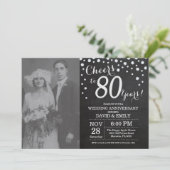80周年結婚記念日 黒板 ブラック シルバー 招待状 (スタンド正面)