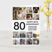 80周年記念13号写真コラージュ白黒 カード (黄色い花)