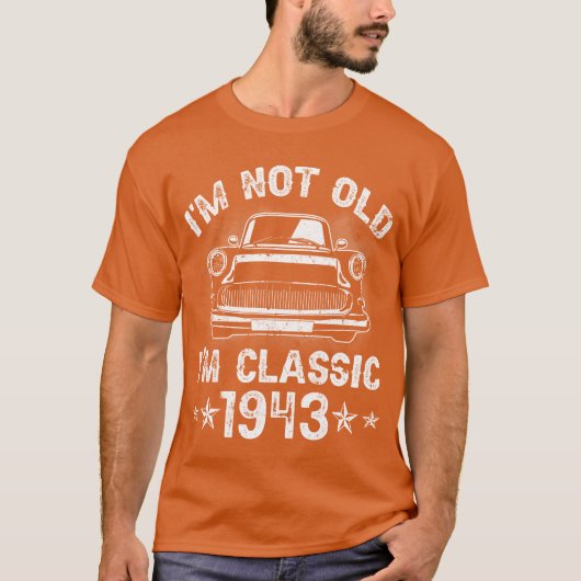 80周年記念 1943 ヴィンテージ 車 Tシャツ (正面)