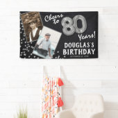 80年おめでとう 2枚の写真 誕生日 横断幕 (インサイチュ)