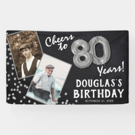 80年おめでとう 2枚の写真 誕生日 横断幕