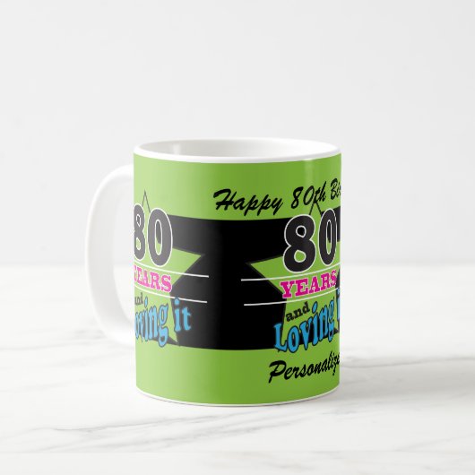 80年および第80誕生日それを|の愛すること コーヒーマグカップ (正面左)