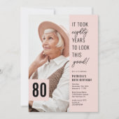 80年かけてこの美しさが生まれたのね 写真入り誕生日カード 招待状 (正面)