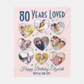 80年が愛された80th誕生日写真 フリースブランケット (正面)