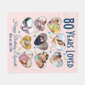 80年が愛された80th誕生日写真 フリースブランケット (正面(横))