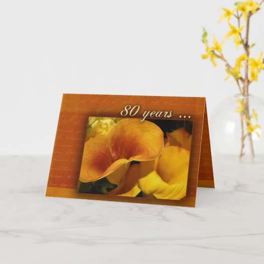 80年と数 カード (黄色い花)