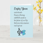 80年の幸おもしろいせな80誕生日 カード (黄色い花)