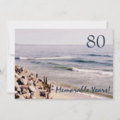 80年の思い出に残る/誕生日パーティー – 海 招待状 (正面)