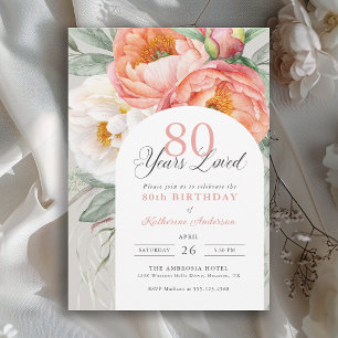 80年の愛しフェミニンたフローラ80誕生日 招待状