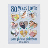 80年の愛80th誕生日カスタム写真 フリースブランケット (正面)