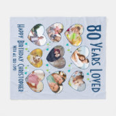 80年の愛80th誕生日カスタム写真 フリースブランケット (正面(横))
