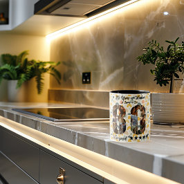 80年の知恵の写真コラージュマグ – 名前をカスタムする ツートーンマグカップ