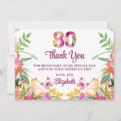 80年の花と蝶 - 80歳の誕生日 サンキューカード (正面)