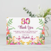 80年の花と蝶 - 80歳の誕生日 サンキューカード (スタンド正面)