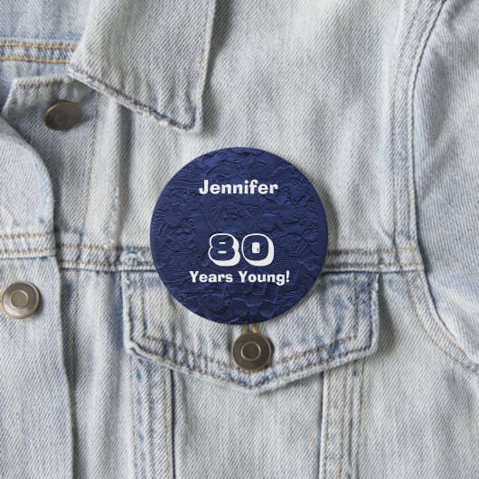 80年の若い青いラグドール誕生日ボタンピン 缶バッジ (インサイチュ)