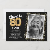 80年の軌跡を祝うフォトバースデー招待状 招待状 (正面)