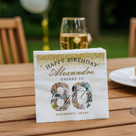 80年の軌跡 誕生日おめでとう フォトコラージュ スタンダードランチョンナプキン