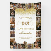80年の軌跡 誕生日おめでとう フォトコラージュ 横断幕 (縦)