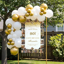 80年の軌跡 誕生日おめでとう フォトコラージュ 横断幕