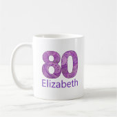 80年ギフトパープル80歳の誕生日カスタム コーヒーマグカップ (左)