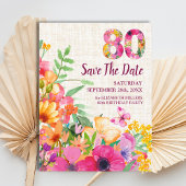 80年フラワーズフローラリネン80誕生日 案内ポストカード