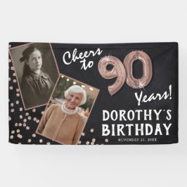 80年乾杯 ローズゴールド 2枚の写真付き 誕生日 横断幕