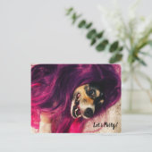 80年代おもしろいパンクロックコルギドッグパーティー インビテーションポストカード (スタンド正面)