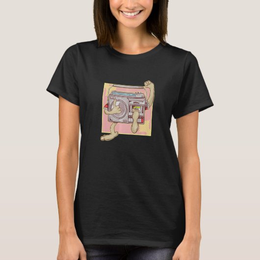 80年代おもしろい音楽ステレオ80 Tシャツ (正面)