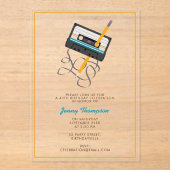 80年代おもしろい音楽レトロカセットテープ40歳の誕生日 アクリル招待状 (正面)